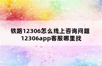 铁路12306怎么线上咨询问题 12306app客服哪里找